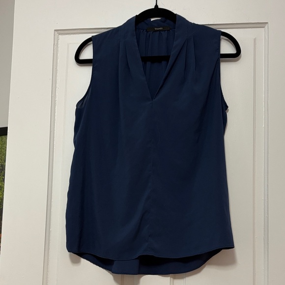 Tahari Deep Blue Sleeveless Blouse - Picture 1 of 4